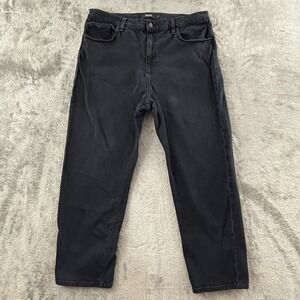 Hudson Jessi Relaxed Cropped Boyfriend Jeans Womens 32 Black Denim 28" Inseam